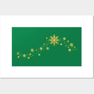 Golden glitter snowflakes Posters and Art